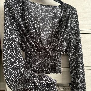 SHEIN Black and White Dotted Blouse